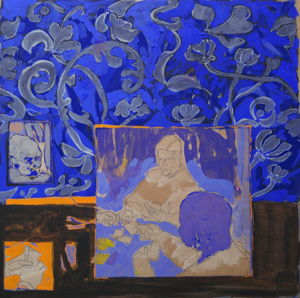 Joueurs II - 40x40 - tempera